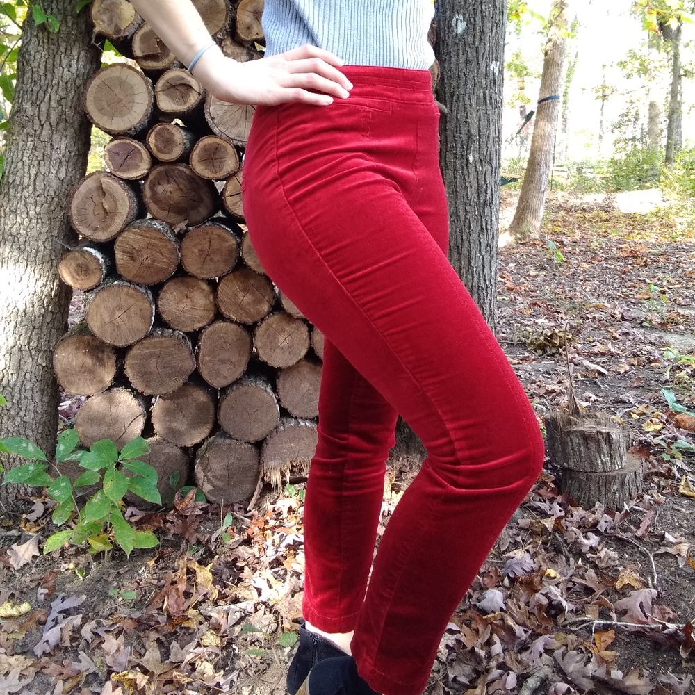 NWT Anthropologie Red Velvet Pants